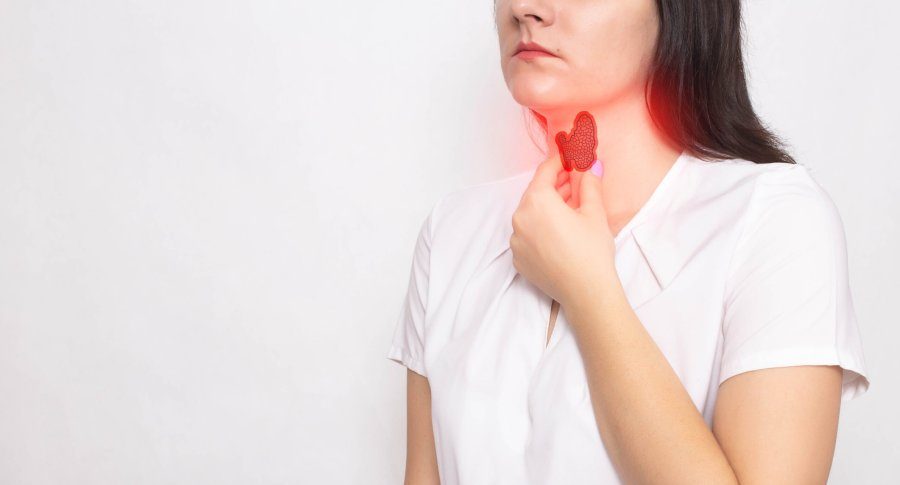 The,Girl,Holds,Her,Neck,With,A,Thyroid,Gland,With