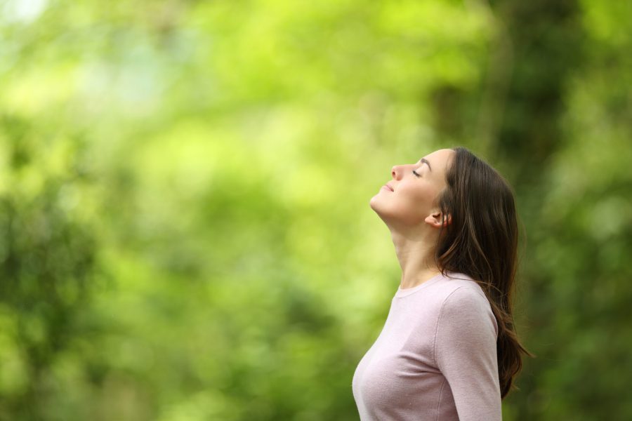 Profile,Of,A,Relaxed,Woman,Breathing,Fresh,Air,In,A